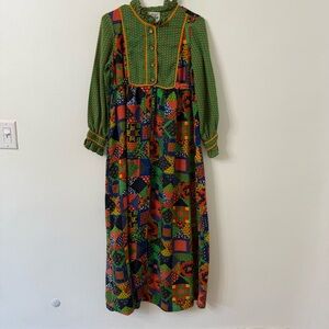 Vintage 60s Loungecraft Patchwork Maxi Dress Union Made